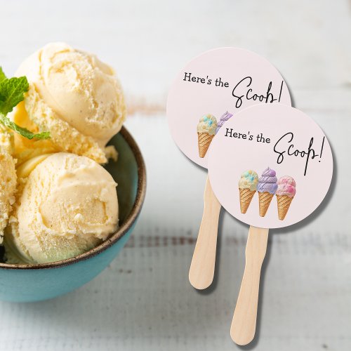 Sweet Ice Cream Summer Here Scoop Baby Shower Hand Fan