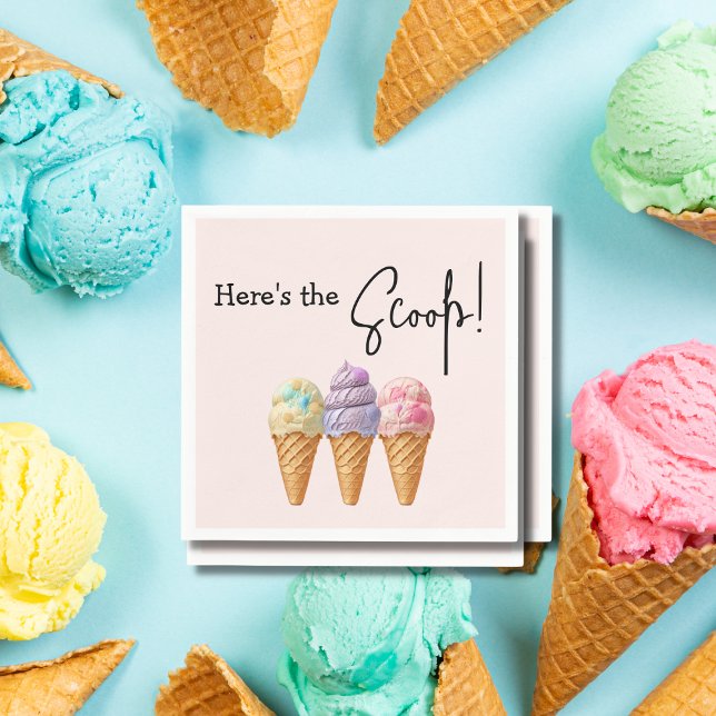 Sweet Ice Cream Summer Here Scoop Baby Shower Napkins (Creator Uploaded)