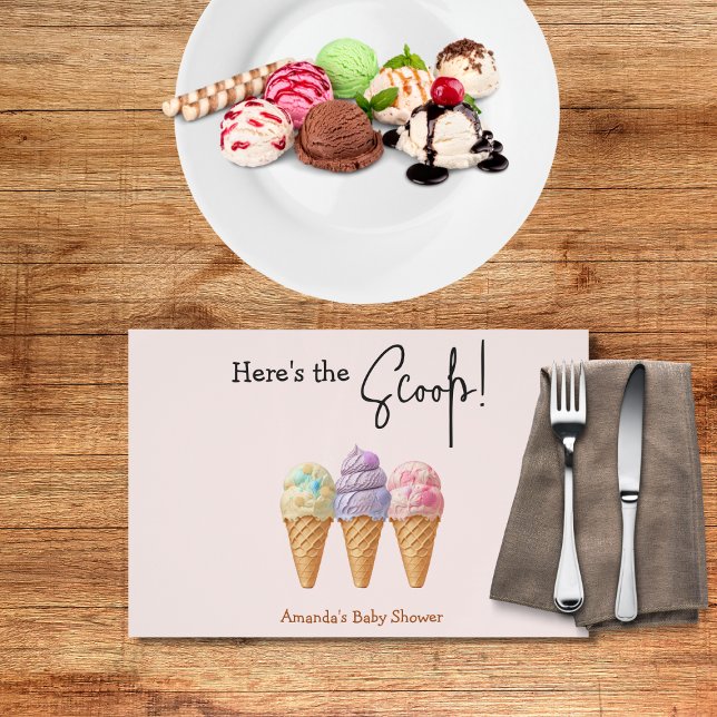 Sweet Ice Cream Summer Here Scoop Baby Shower Placemat (Creator Uploaded)