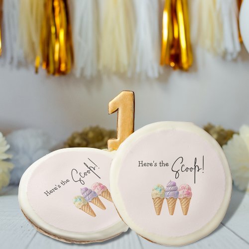 Sweet Ice Cream Summer Here Scoop Baby Shower Sugar Cookie