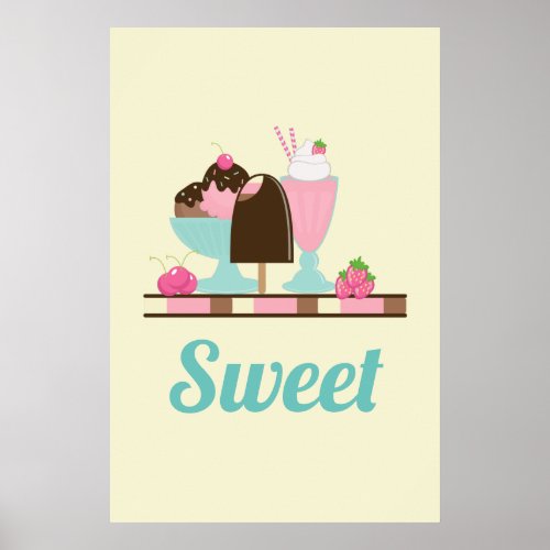 Sweet Ice Cream Sundae  Strawberry Float Poster