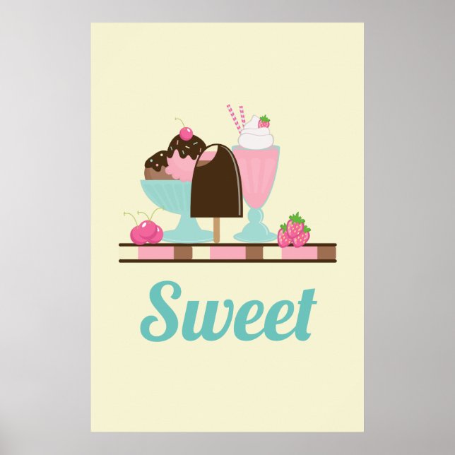 Sweet Ice Cream Sundae & Strawberry Float Poster (Front)