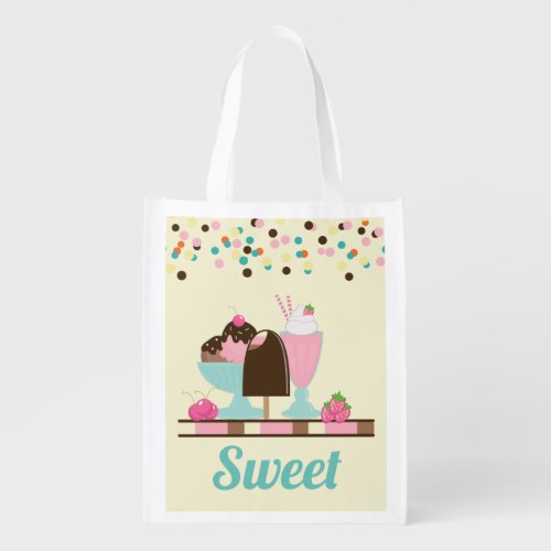 Sweet Ice Cream Sundae Summery Treats Grocery Bag