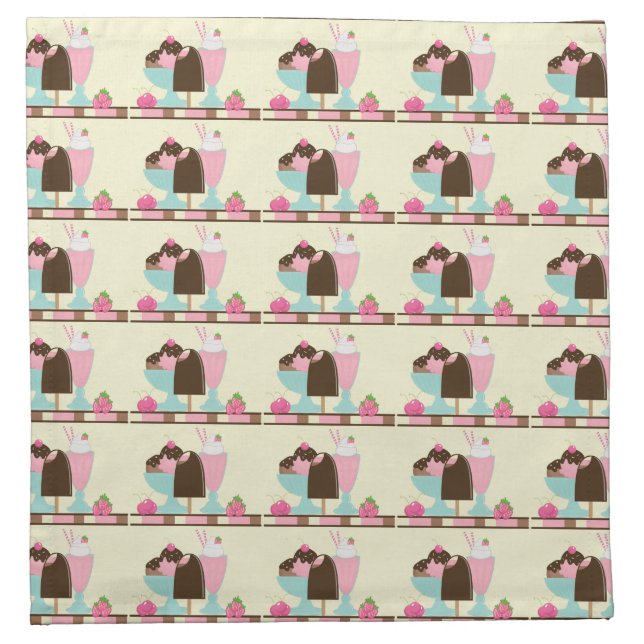 Sweet Ice Cream Treats Pattern Cloth Napkin (Front)