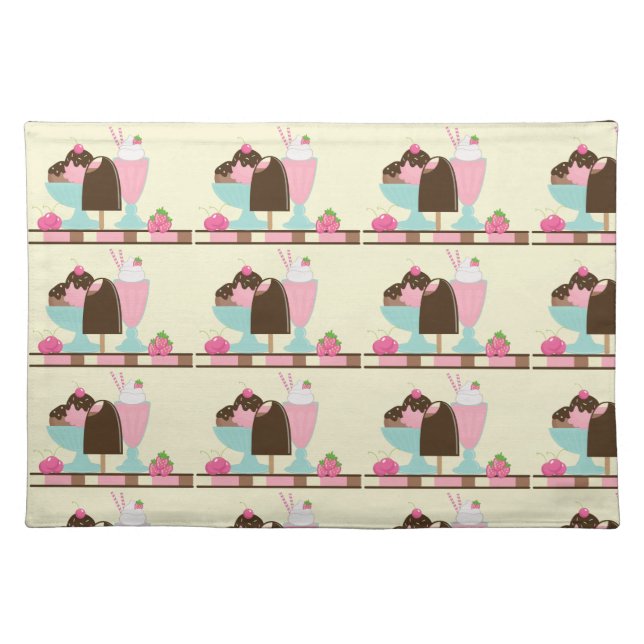 Sweet Ice Cream Treats Pattern Cloth Placemat (Front)