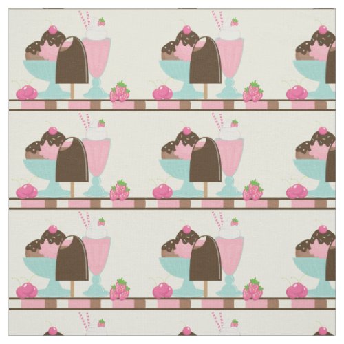 Sweet Ice Cream Treats Pattern Fabric