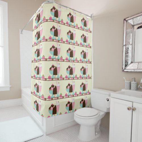 Sweet Ice Cream Treats Pattern Shower Curtain