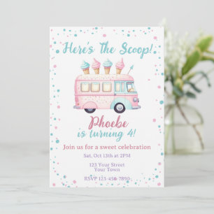 Sweet Ice Cream Truck Birthday Invitation