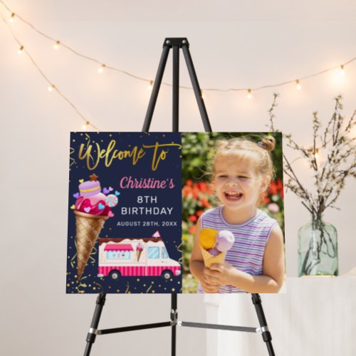 Sweet Ice Cream Truck Photo Birthday Party Welcome Foam Board