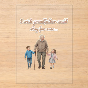 Sweet illustration grandfather And Grandchildren Acrylic Invitations