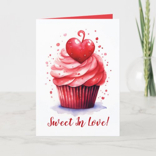 Sweet In Love Heart Cupcake Valentines Day Card