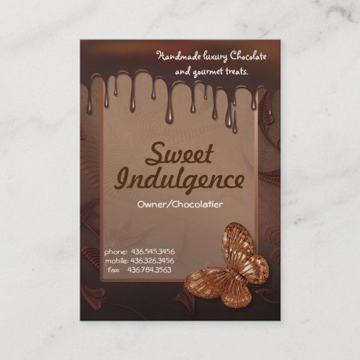 Customizable Sweet Indulgence Business Card for Chocolatiers