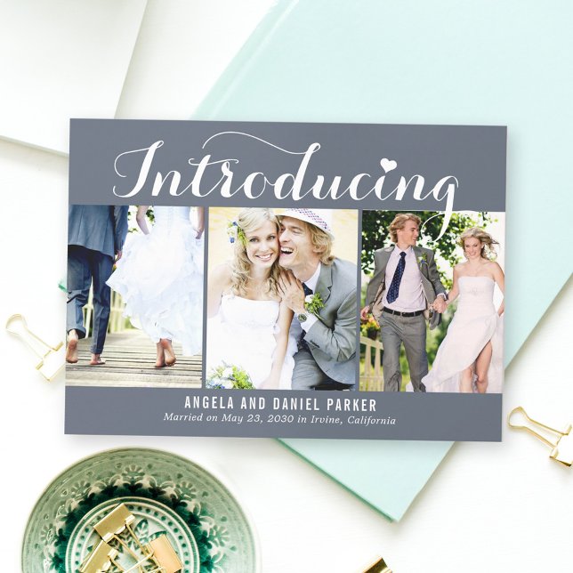 Sweet Introduction EDITABLE COLOR Wedding Announce Thank You Card (Creator Uploaded)