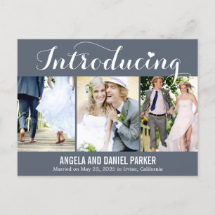 Sweet Introduction Wedding Announcement - Gray Postcard