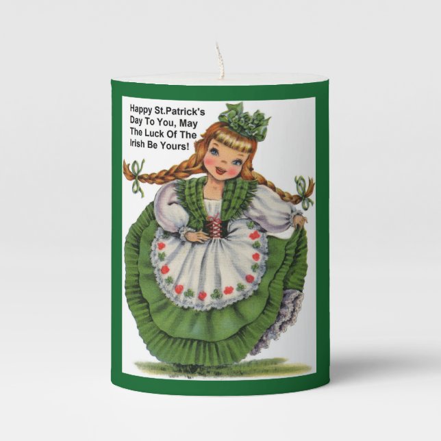 Sweet Irish Miss Pillar Candle (Front)
