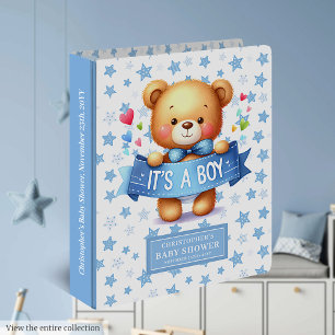 Sweet It’s a boy teddy bear baby shower memory  3 Ring Binder