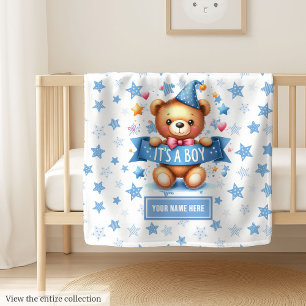 Sweet It’s a Boy Teddy Bear Blanket Baby Shower