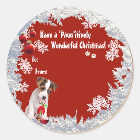 Sweet Jack Russell Christmas Gift Tag Stickers