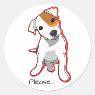 Sweet Jack Russell Puppy "Please" Sticker