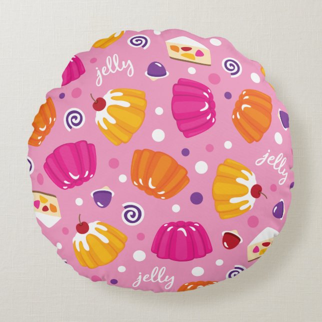 Sweet Jelly Pattern Round Pillow (Front)