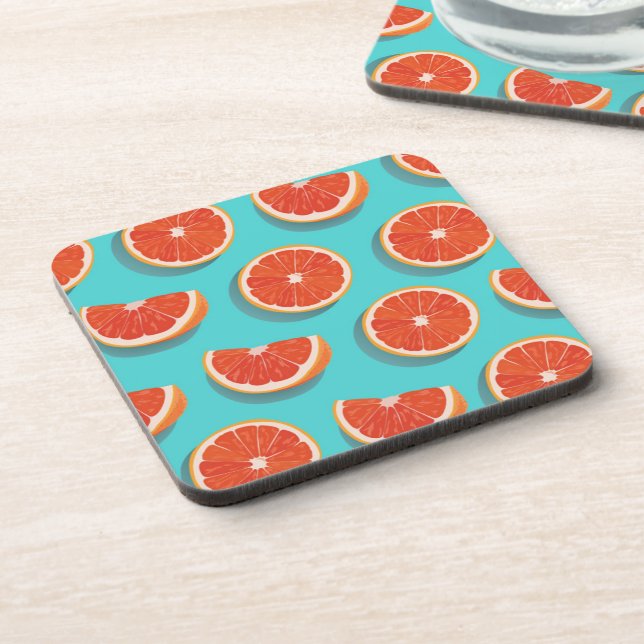 Sweet Juicy Orange Pattern Beverage Coaster (Left Side)