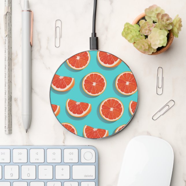 Sweet Juicy Orange Pattern Wireless Charger (Desk)