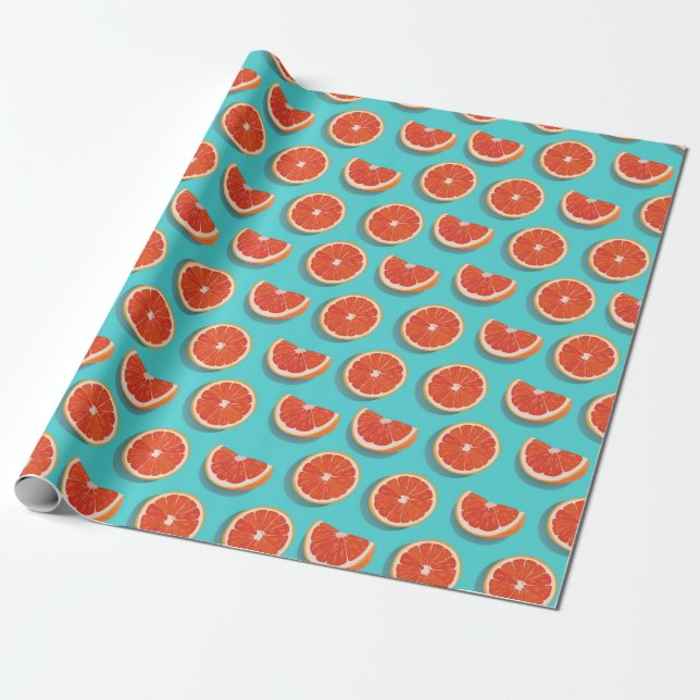 Sweet Juicy Orange Pattern Wrapping Paper (Unrolled)