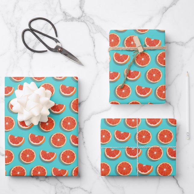 Sweet Juicy Orange Pattern Wrapping Paper Sheets (Front)
