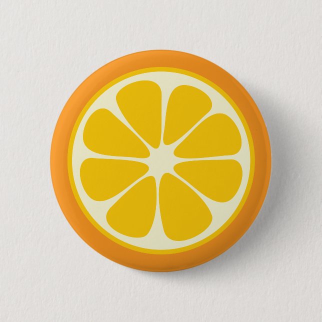 Sweet Juicy Orange Tropical Citrus Fruit Slice Button (Front)