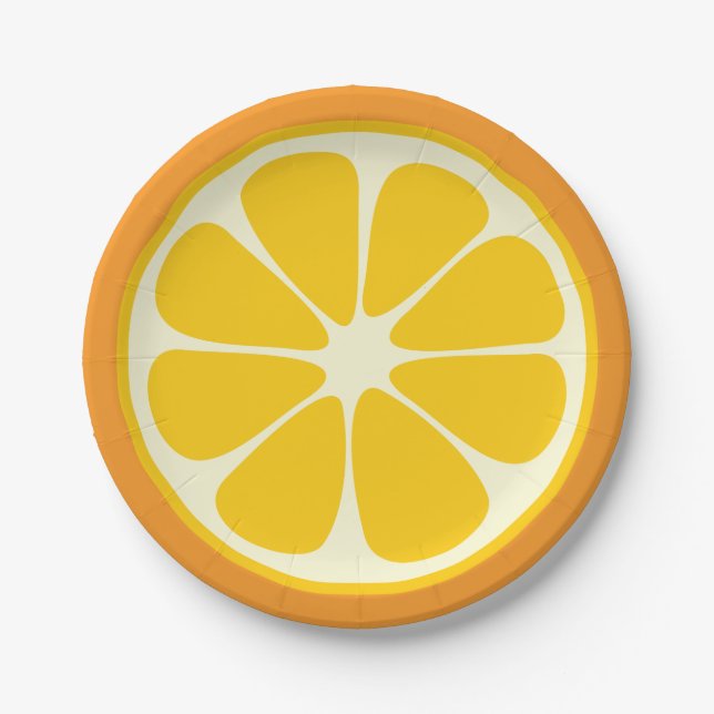 Sweet Juicy Orange Tropical Citrus Fruit Slice Paper Plates (Front)