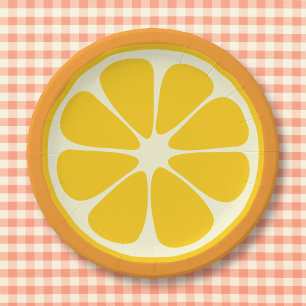 Sweet Juicy Orange Tropical Citrus Fruit Slice Paper Plates