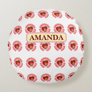 Sweet Juicy Strawberries Summer Fruit Round Pillow