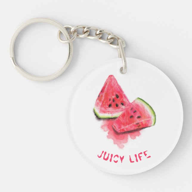Sweet Juicy Watermelon Keychain Funny Gift (Front)