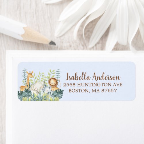 Sweet Jungle Animals Baby Shower Address Label