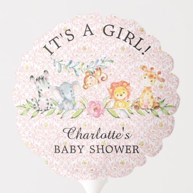 Sweet Jungle Animals Baby Shower Balloon (Back)