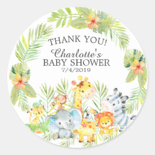 Sweet Jungle Animals Baby Shower Thank You Favor Classic Round Sticker