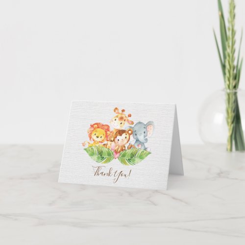 Sweet Jungle Animals Baby Shower Thank You Note