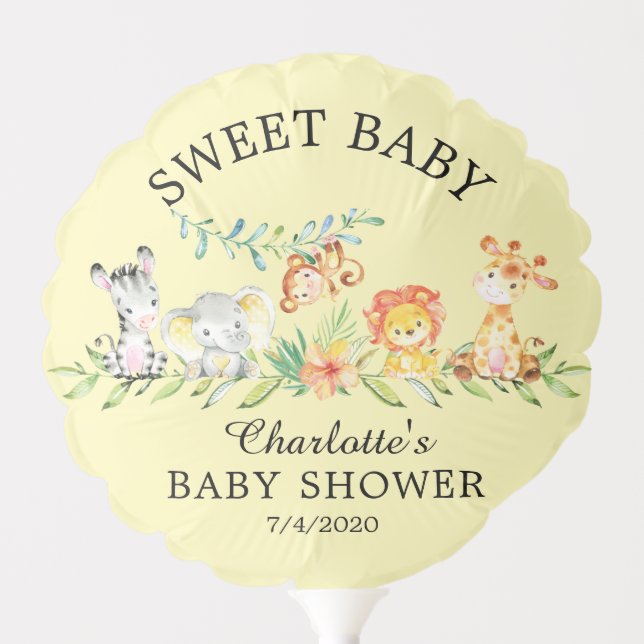 Sweet Jungle Animals Neutral Baby Shower Balloon (Front)