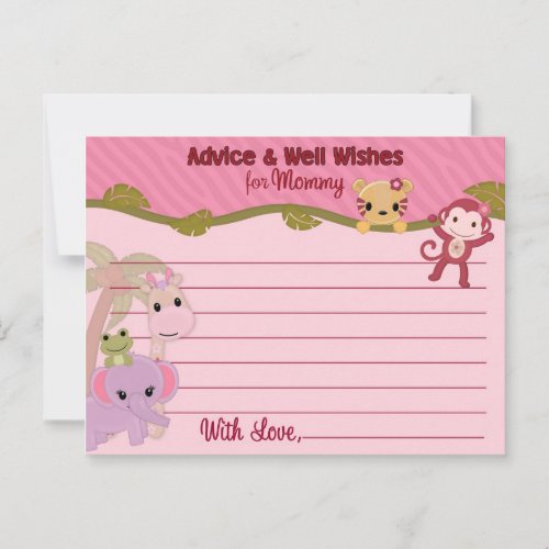Sweet Jungle Babies Advice for Mommy Cards PINK