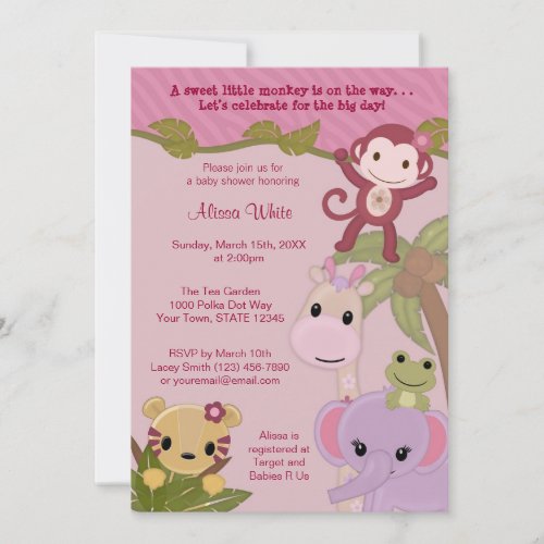 Sweet Jungle Babies Baby Shower Invitation safari