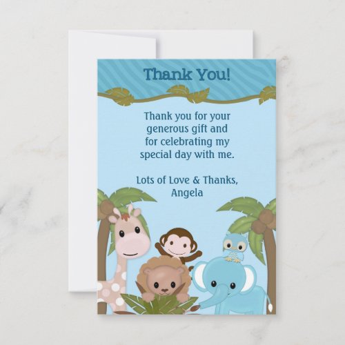 Sweet Jungle Babies Shower Thank You (FLAT style) Personalized Invitation