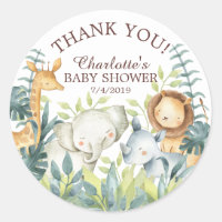 Sweet Jungle Baby Shower Thank You Favor Sticker