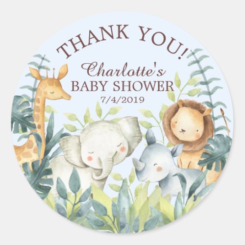 Sweet Jungle Baby Shower Thank You Favor Sticker
