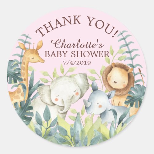 Sweet Jungle Baby Shower Thank You Favor Sticker