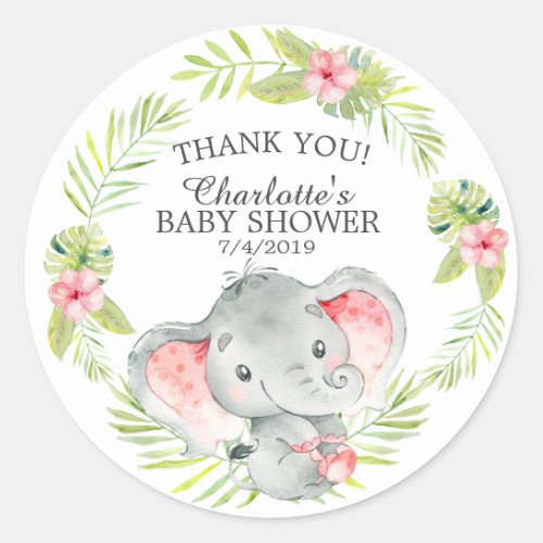 Sweet Jungle Elephant Baby Shower Thank You Favor Classic Round Sticker