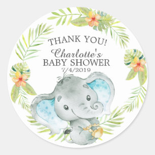 Sweet Jungle Elephant Baby Shower Thank You Favor Classic Round Sticker
