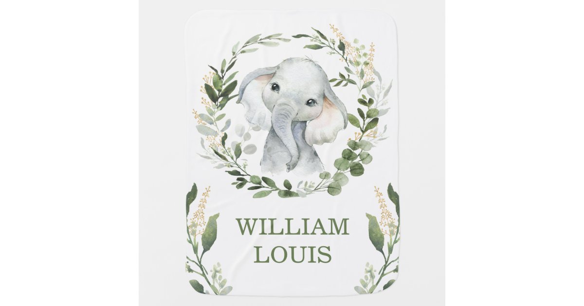 Sweet Jungle Elephant Greenery Gold Nursery Baby Blanket | Zazzle
