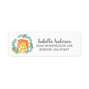Sweet Jungle Lion Baby Shower Address Label