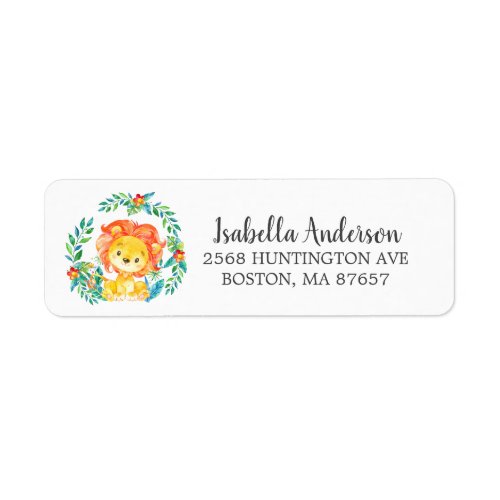 Sweet Jungle Lion Baby Shower Address Label