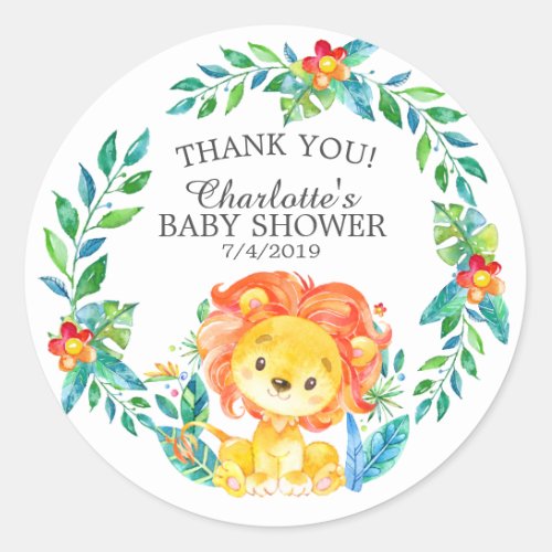 Sweet Jungle Lion Baby Shower Thank You Favor Classic Round Sticker